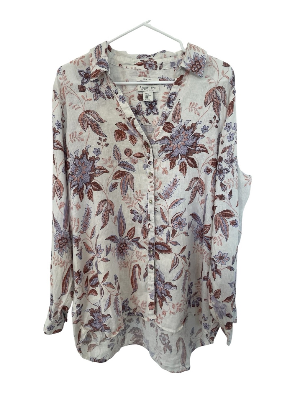 Rachel Zoe 100% Linen Long Sleeve Button-Up Blouse